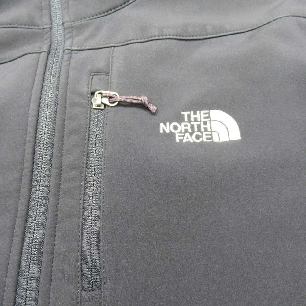 The North Face Jacket Mens Large Black Fleece Lined Softshell Full Zip Rain Wind